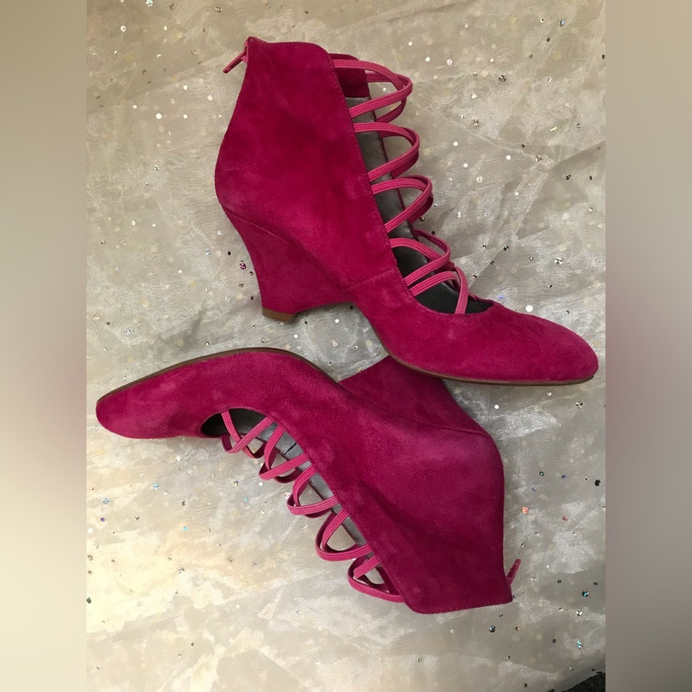 Jeffrey Campbell Hot pink suede laceups
